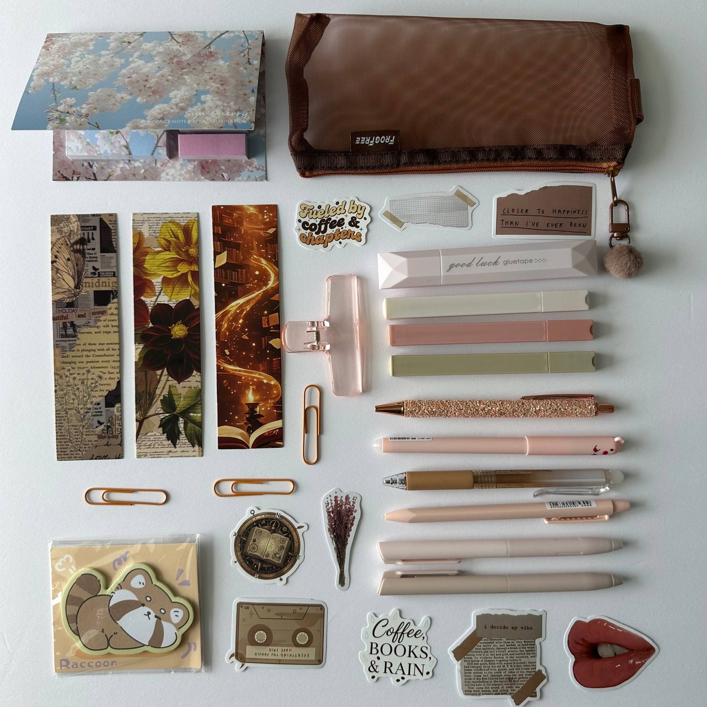 Cute Stationery Brown Pouch