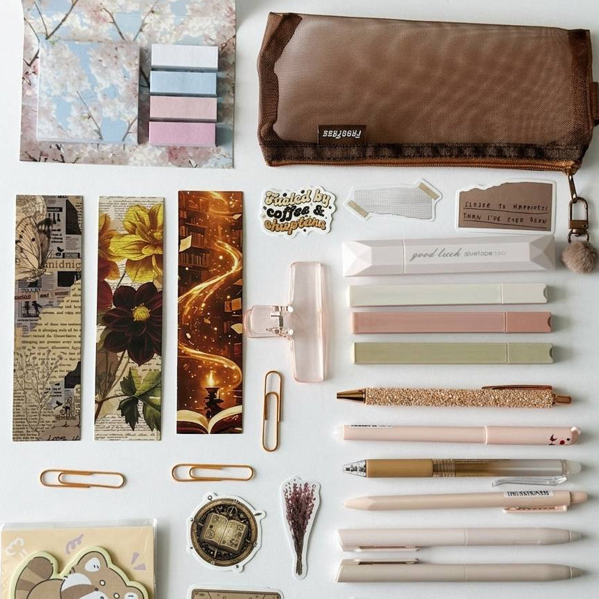 Cute Stationery Brown Pouch