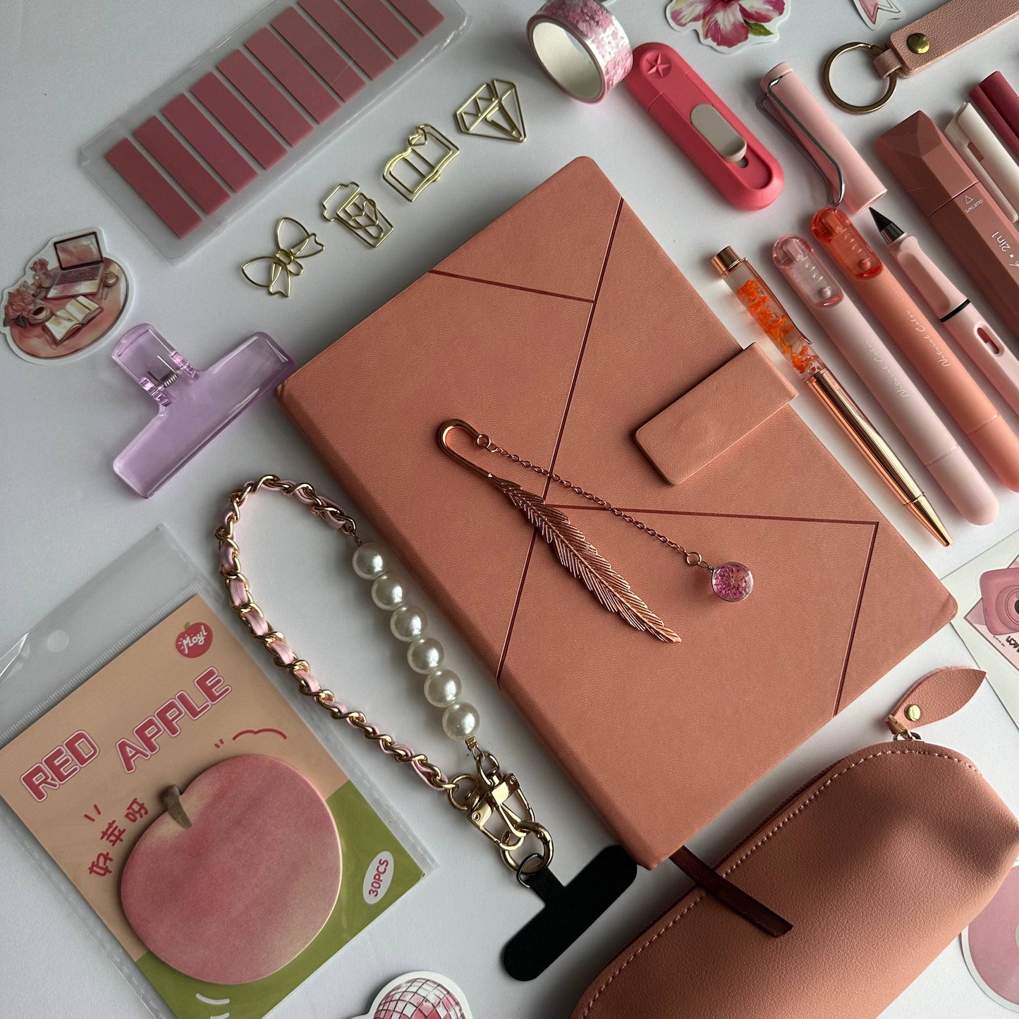 Dusty Rose Stationery Set – A5 Lined Journal & Matching Organizer Bundle