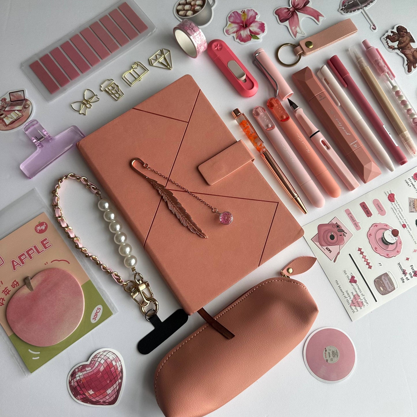 Dusty Rose Stationery Set – A5 Lined Journal & Matching Organizer Bundle