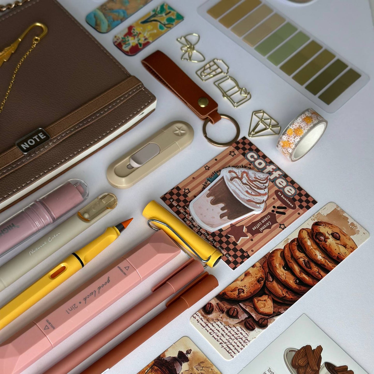 Exclusive Coffee Stationery Bundle with soft faux leather notebook