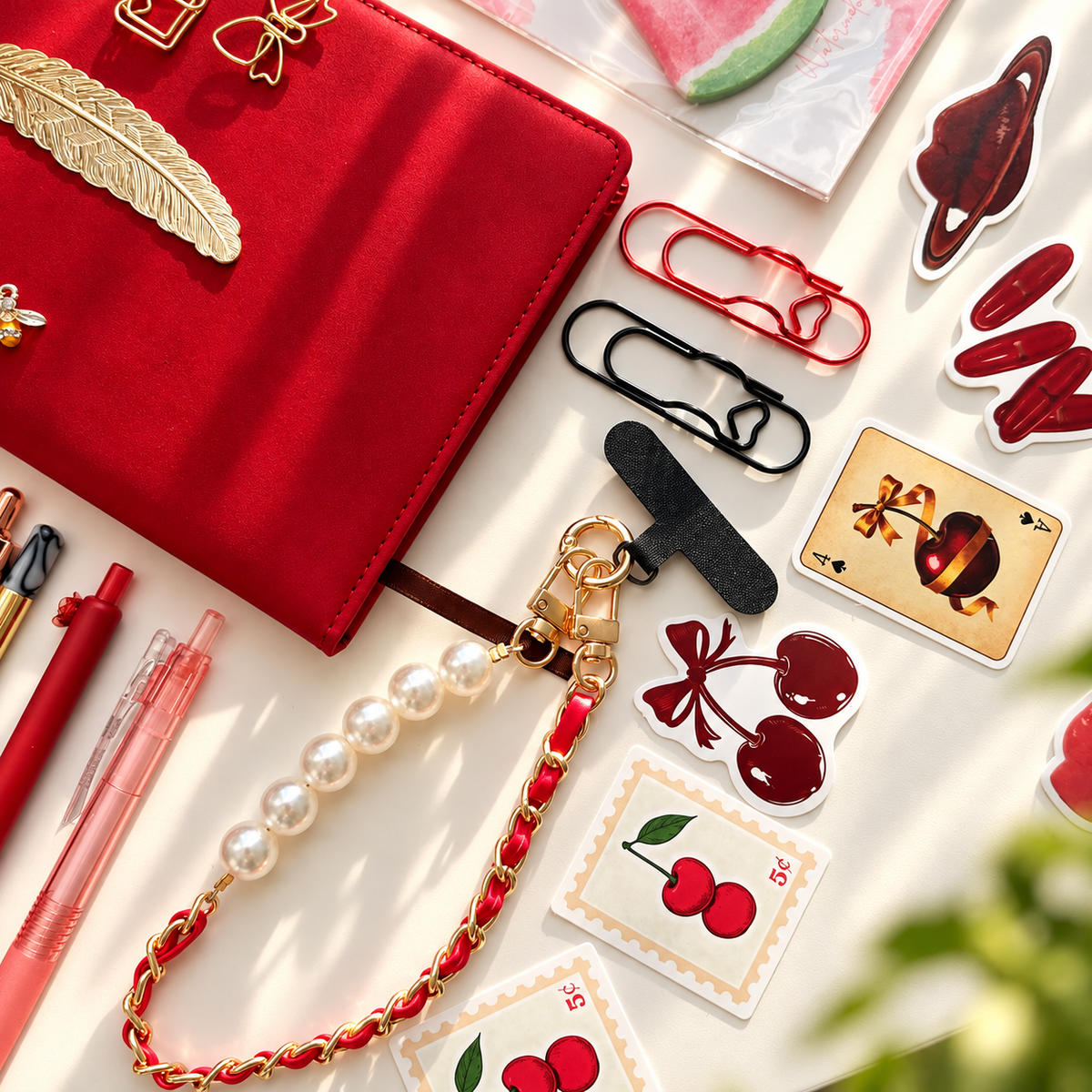 Crimson Charm Stationery Bundle – Red & Black Aesthetic Set