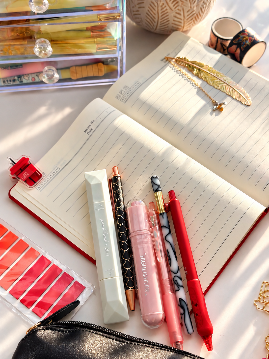 Crimson Charm Stationery Bundle – Red & Black Aesthetic Set