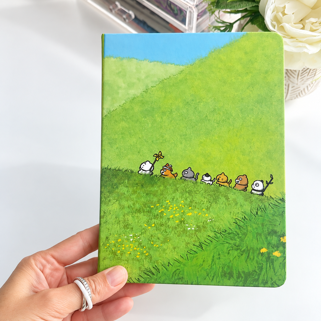 Cute green animal notebook A5 with hardcover and little animal print